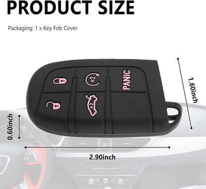 5 Buttons Key Fob Cover,Key Fob Replacement for Protecting Remote Keys,Keys Fob Case Compatible with Jeep Dodge Chrysler (Pink)