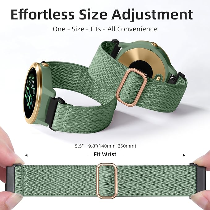 GEAK Stretchy Nylon Strap Compatible with Garmin Venu Sq/Venu Sq 2/Venu 2 Plus Watch Band, 20mm Loop Elastic Fabric Straps Compatible for Garmin Vivoactive 5 / Vivoactive 3 /Vivoactive 6 Women Men