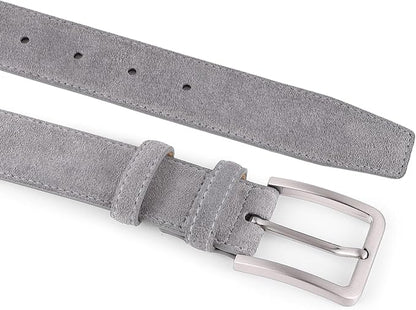 Men's Belt Casual Genuine Leather Suede Belts for Men 1 3/8" Wide Elegant Golf Dress Belt