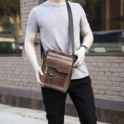 Messenger Bag for Men Crossbody Shoulder Purse Small Vintage PU Leather Satchel Pouch Side Crossover Handbag