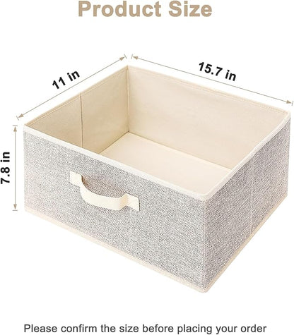 Storage Baskets, 15.7-Inch Woven Fabric Bins, Storage Cubes with Reinforced Handles, Organizer Bins for Closet Shelves, Foldable, for Toys, Clothes, Natural Beige (3PCS/Beige-15.7*11*7.8inch)