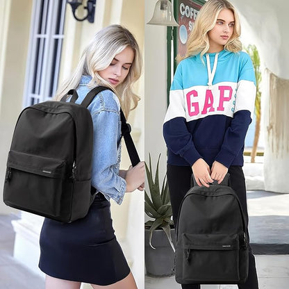 Black Backpack Lightweight Water-resistant Simple Casual Daypack Gym Backpack