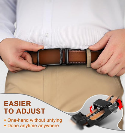 BULLIANT Men Belts 2 Pack,Ratchet Sliding Belt Adjustable For Gift Mens Dress Casual 1 3/8",Cut for Fit