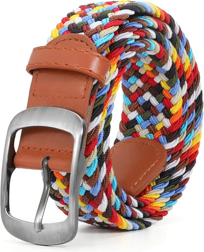 XZQTIVE Braided Belt Stretch Belt for Men and Women Multicolored Woven Golf Belt Elastic Jean Belts