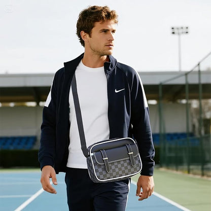 Crossbody Bag for Mens, Pu leather Cross Body Purse, Multi Pocket Shoulder Bag Messenger Bag for Travel Work Daily