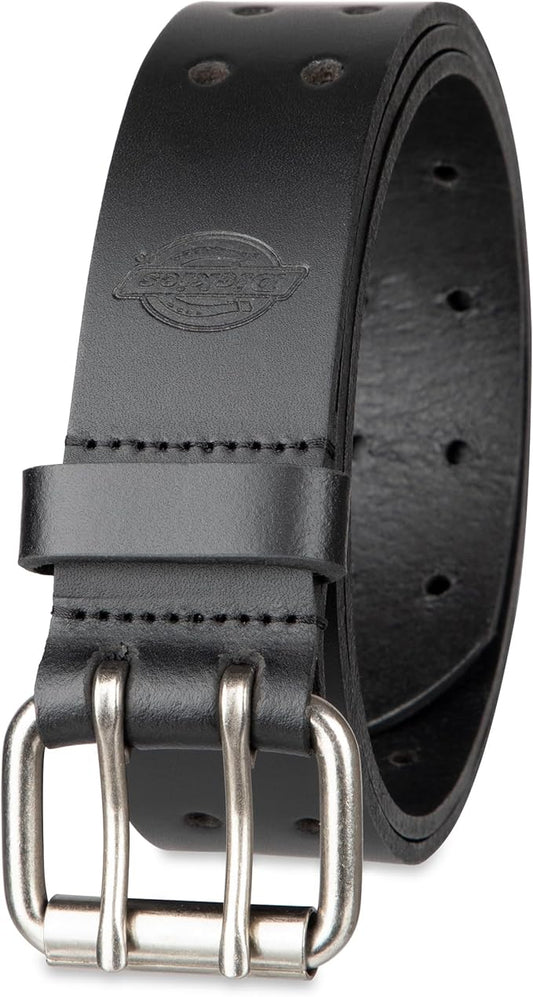 Dickies Men's Double Prong Leather Work Belt – Fully Adjustable, Regular & Big and Tall Sizes