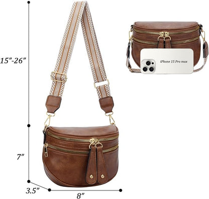 KKXIU Crossbody Sling Bag for Women Trendy Fanny Pack Vegan Leather Chest Bag | Trendy