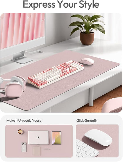 YSAGi Leather Desk Protector, Office Mat, Large Mouse Mat, Non-Slip PU Leather Blotter, Laptop Pad, Waterproof Writing Pad for Office and Home (Grayish Lavender, 35.4" x 17")
