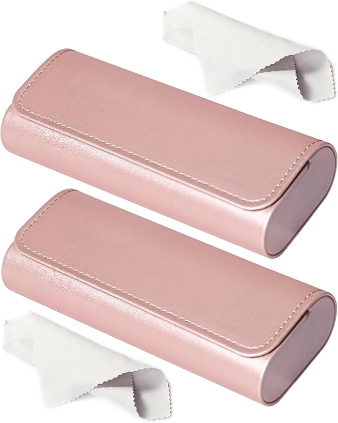 RayLove Glasses Case Hard Shell, Travel Sunglasses Case, Leather Hard Eyeglass Case for Women, Reading Glasses Case for Men