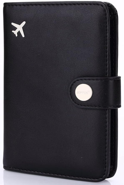 ZOPPEN Passport Holder Women Men, Passport Cover Travel Wallet Rfid Blocking Passport Wallet Cover Case Travel Essentials Document Organizer, Black