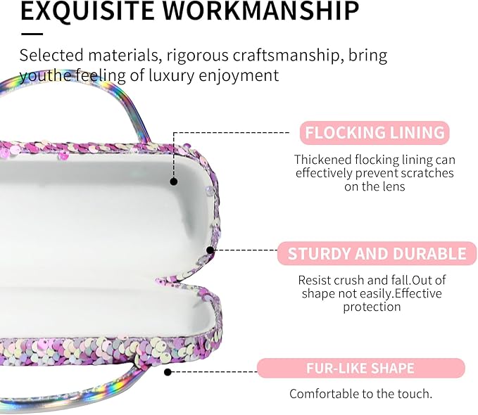 PERFECTSIGHT Hard Shell Eyeglasses Case, PU Leather Protective Glasses Case, Cute Eyeglass Case for Women Men Girls