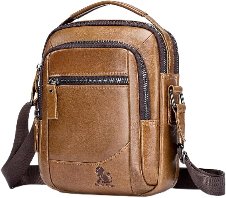 Premium Leather Men's Crossbody -Organized Storage & Durable,Stylish for Daily Carry