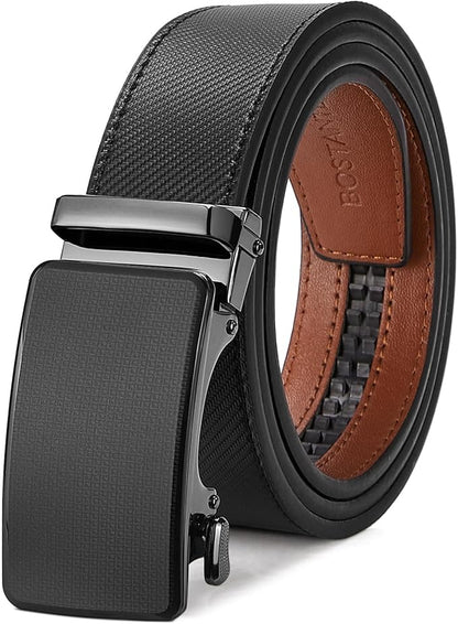 BOSTANTEN Mens Belt Leather Ratchet Belt For Men Dress and Casual with Adjustable Buckle, Trim to Fit