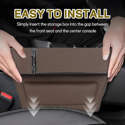 Car Seat Gap Filler Organizer, Multifunctional Car Seat Organizer with Adjustable Cup Holder, Leather Car Seat Gap Storage Box for Holding Phones, Coins, Cards, Keys, Pens (Brown)