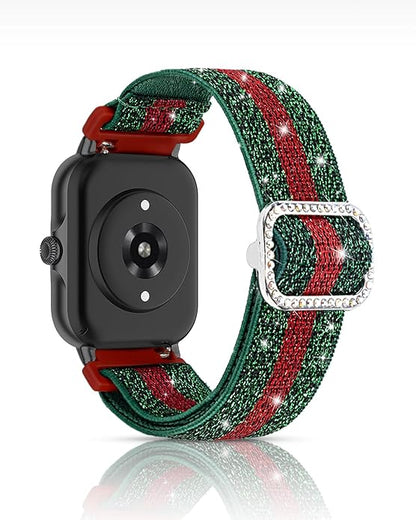 Sparkly Elastic Nylon Bands Compatible with Woneligo/Fitpolo Smart Watch IDW13, 22mm Stretchy Straps for TOOBUR IDW19/ENOMIR IDW19/MILOUZ IDW19/Gydom IDW19/Faweio IDW19/Hoowel IDW19/Amzhero IDW19/Tensky IDW19/WNH IDW19 Smart Watch Glitter Bands for Women