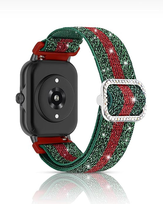 Sparkly Elastic Nylon Bands Compatible with Woneligo/Fitpolo Smart Watch IDW13, 22mm Stretchy Straps for TOOBUR IDW19/ENOMIR IDW19/MILOUZ IDW19/Gydom IDW19/Faweio IDW19/Hoowel IDW19/Amzhero IDW19/Tensky IDW19/WNH IDW19 Smart Watch Glitter Bands for Women