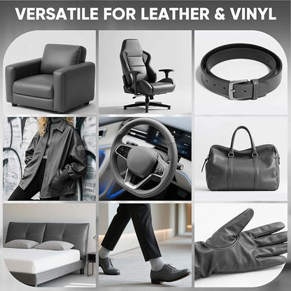 Leather Recoloring Balm - Scratch Repair & Color Restore Kit for Faded Leather, Leather Couch & Car Seats - 12OZ Leather Restorer Balm for Furniture, Auto Interior, Vinyl, Accessories (Dark Gray)
