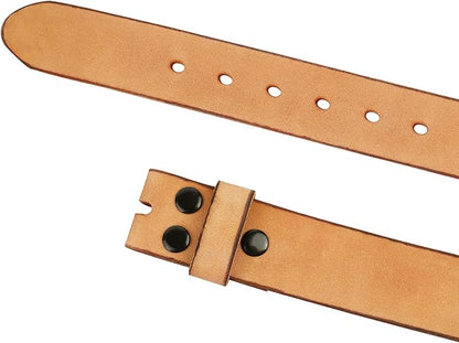NPET Men's Full Grain Leather Belt Vintage Distressed Style with Snap-On Strap 1 1/2" Wide without Buckle