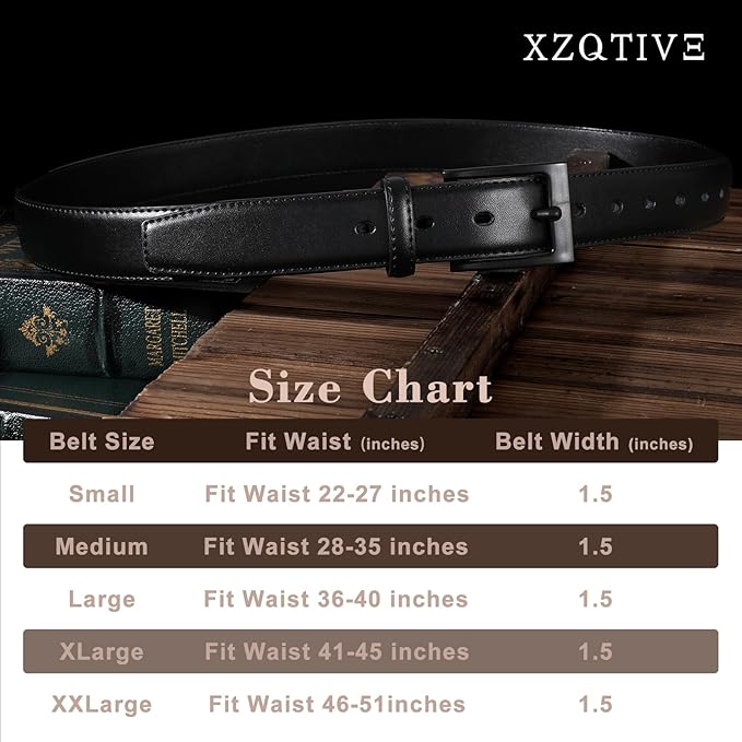 XZQTIVE TSA Belt For Men Metal Free Dress Belts Hypoallergenic Leather Belt With Black Buckle Nickle Free