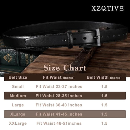 XZQTIVE TSA Belt For Men Metal Free Dress Belts Hypoallergenic Leather Belt With Black Buckle Nickle Free