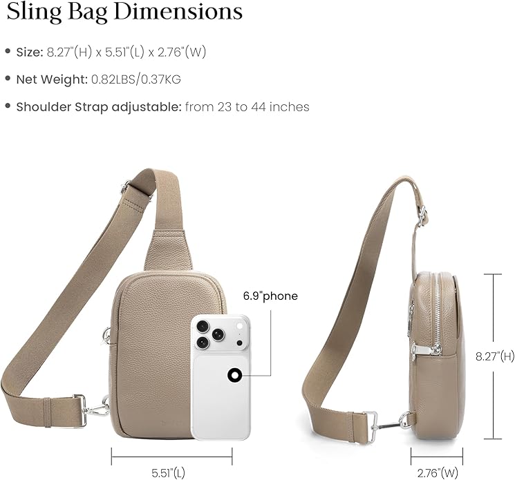 befen Genuine Leather Anti Theft Small Crossbody Bags for Women, RFID Cross Body Sling Chest Bags Fanny Packs Travel Purse