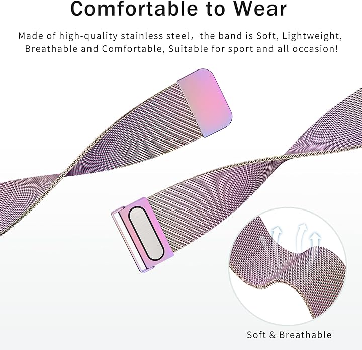 Vanjua 20mm 22mm Watch Band for Women Men, 20mm 22mm Quick Release Stainless Steel Metal Mesh Loop Adjustable Magnetic Replacement Wristbands Straps Bands