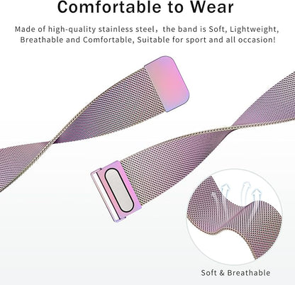 Vanjua 20mm 22mm Watch Band for Women Men, 20mm 22mm Quick Release Stainless Steel Metal Mesh Loop Adjustable Magnetic Replacement Wristbands Straps Bands