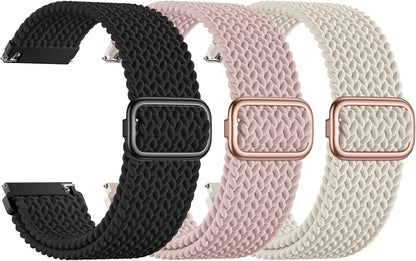 SNBLK 3 Pack 18mm 20mm 22mm Braided Watch Band Compatible with Garmin Vivoactive 5 Watch Bands/Vivoactive 6/3/4s, Quick Release Adjustable Elastic Nylon Loop Strap for Venu 3S/2S/Venu 3/2 Women Men