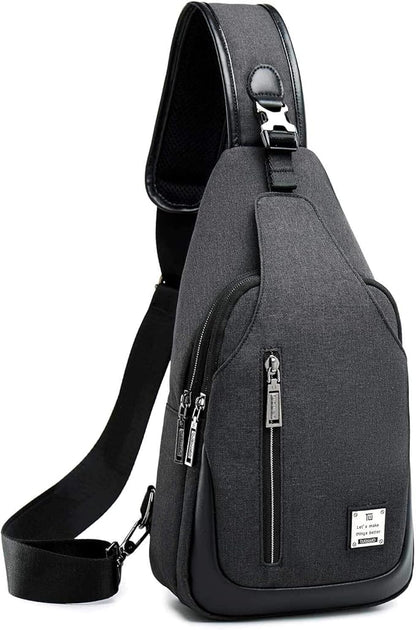 Small Sling Bag Crossbody Backpack Over the Shoulder Bag for Men Women Travel Outdoors, Lightweight Chest Pack (Large,Black)