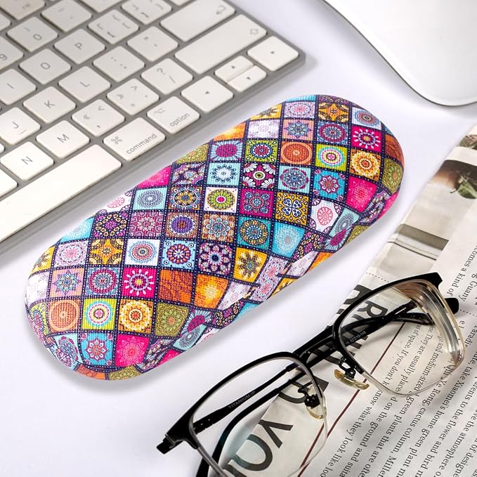 PERFECTSIGHT Hard Shell Eyeglasses Case, PU Leather Protective Glasses Case, Cute Eyeglass Case for Women Men Girls