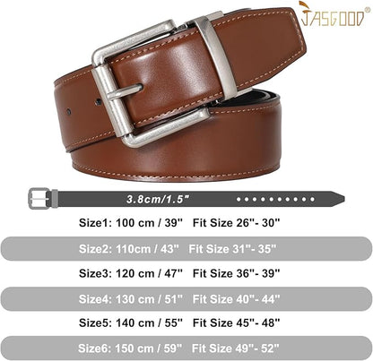 JASGOOD Men's Belt, Reversible Leather Belts for Men for Dress Pants, One Reverse For 2 Sides Casual Belt