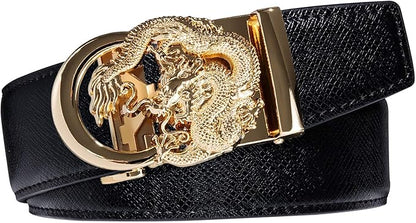 Dubulle Designer Mens Belts, Sliding Automatic Buckle Ratchet Dress Belt TOP Genuine Leather Strap Gifts