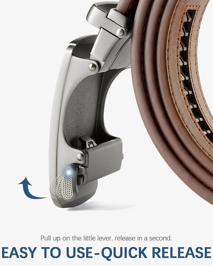 BOSTANTEN Mens Belt Leather Ratchet Belt For Men Dress and Casual with Adjustable Buckle, Trim to Fit