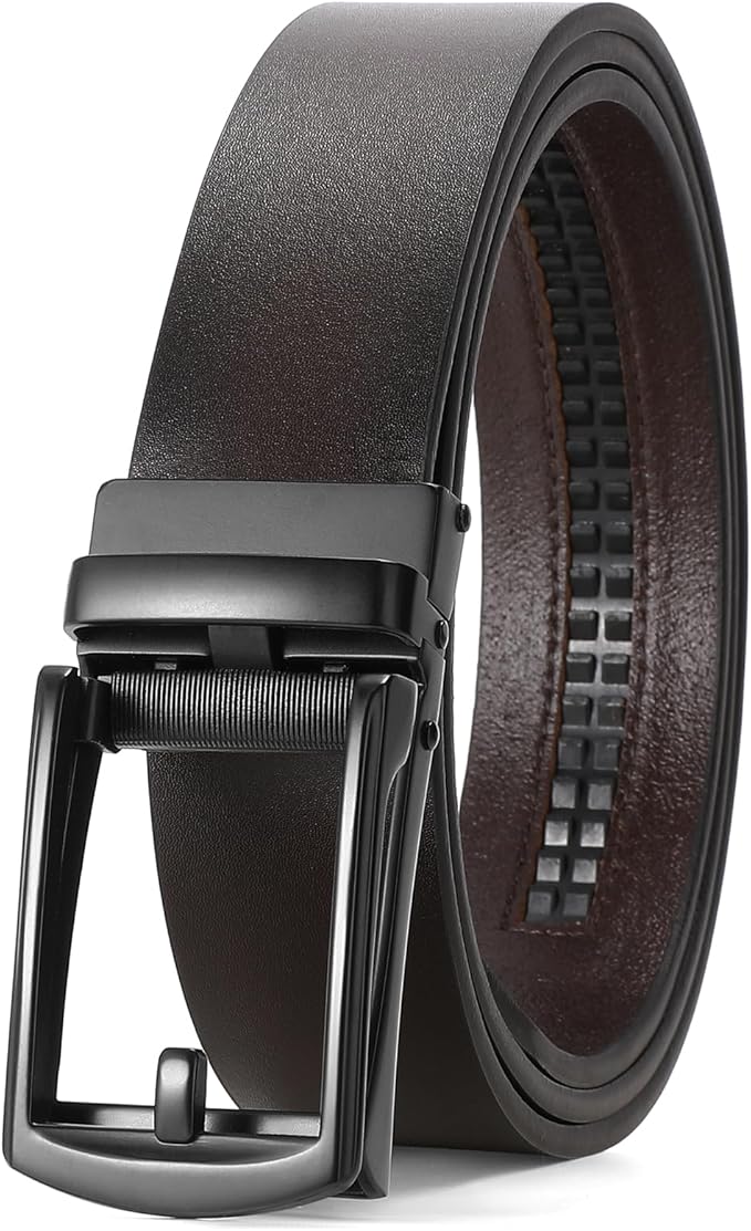 SENDEFN Men's Leather Dress Casual Belt 1 3/8" Automatic Adjustable Click Buckle Belts with Gift Box