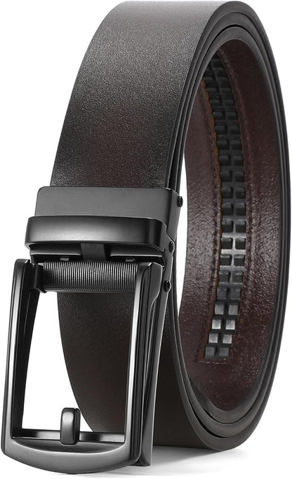 SENDEFN Men's Leather Dress Casual Belt 1 3/8" Automatic Adjustable Click Buckle Belts with Gift Box