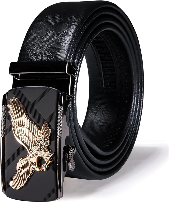 Dubulle Designer Mens Belts, Sliding Automatic Buckle Ratchet Dress Belt TOP Genuine Leather Strap Gifts