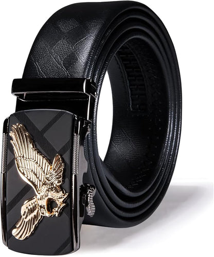 Dubulle Designer Mens Belts, Sliding Automatic Buckle Ratchet Dress Belt TOP Genuine Leather Strap Gifts
