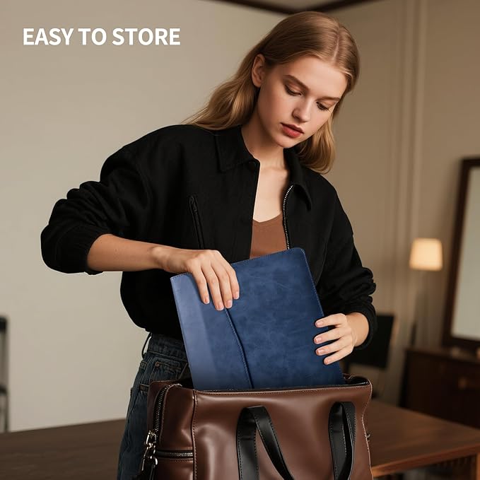 16 Inch Leather Laptop Sleeve Compatible with MacBook Pro 16 Inch M5 M4 M3 M2 M1 Pro/Max＆MacBook Air 15 Inch M5 M4 M3 M2, Genuine Leather Protective Case Cover,Vintage Blue