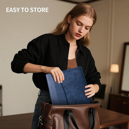 14 Inch Leather Laptop Sleeve for MacBook Pro 14 Inch M5 M4 M3 M2 M1 Pro/Max Case,Premium Protective Case Cover with Magnetic Closure-Vintage Blue