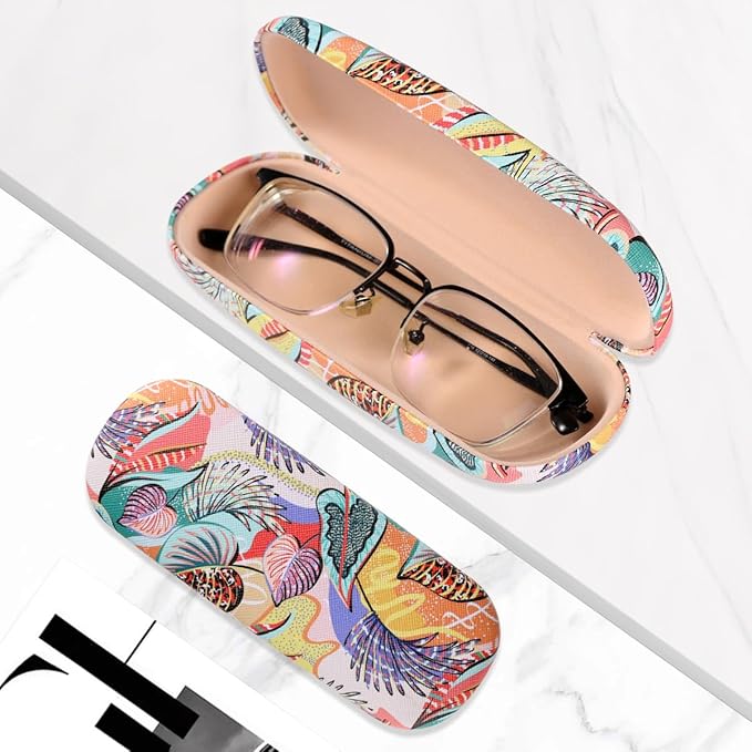 PERFECTSIGHT Hard Shell Eyeglasses Case, PU Leather Protective Glasses Case, Cute Eyeglass Case for Women Men Girls