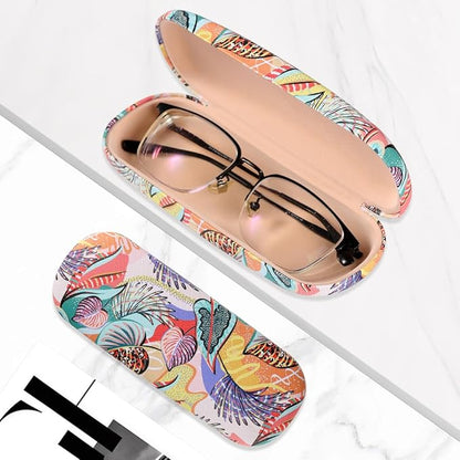 PERFECTSIGHT Hard Shell Eyeglasses Case, PU Leather Protective Glasses Case, Cute Eyeglass Case for Women Men Girls