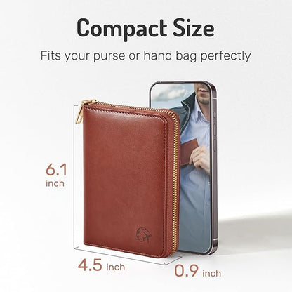 Forvencer Passport Holder Cover with Safe Zipper Closure, Premium Passport Wallet for Travel, Sleek RFID Blocking Card Case, Waterproof Travel Accessories for Men, Grey