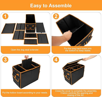 Back Seat Extender for Dogs up to 200lbs, Backseat Extender with Storage Pockets, Collapsible Dog Car Front Seat Extender for Travel