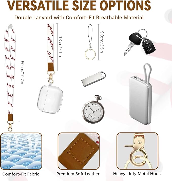 Baseball Leather Badge Holder with Zipper Pocket, Men Women Work Lanyards and 1 Zip Pocket and 4 Card Slots, Pink Bow Breakaway Lanyards with Metal Clasp for Boys, Adult, Teachers