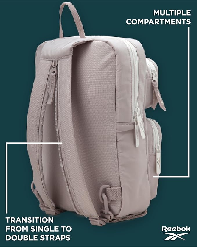 Reebok Unisex Crossbody Sling Bags – Compact Convertible Strap Cross Body Bag Travel Sling Bag - Gym & Travel Essential, Mikayla Stucco