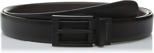 Perry Ellis Men's Portfolio Reversible Cap Faux Leather Dress Belt Black & Brown