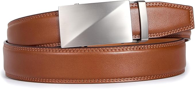 VATAN Men's Belt Leather Ratchet Belt for Men Dress Casual Every Day with Adjustable Buckle, Trim to Fit