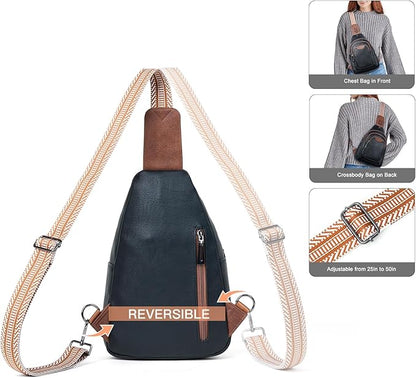 Leresas 10L Crossbody Sling Bag for Women Men Anti Theft Cross Body Fanny Pack Belt Bag Purse Gifts for Women Faux Leather, Black Brown