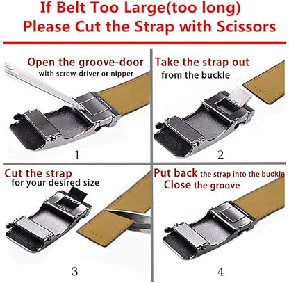 Lingli Men's Belt,Ratchet Dress Belt with Automatic Buckle Brown/Black-Trim to Fit-35mm wide