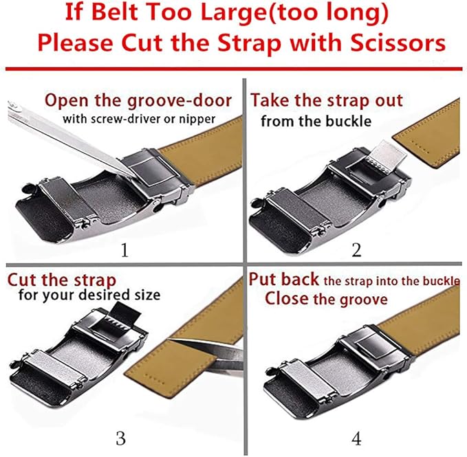Lingli Men's Belt,Ratchet Dress Belt with Automatic Buckle Brown/Black-Trim to Fit-35mm wide